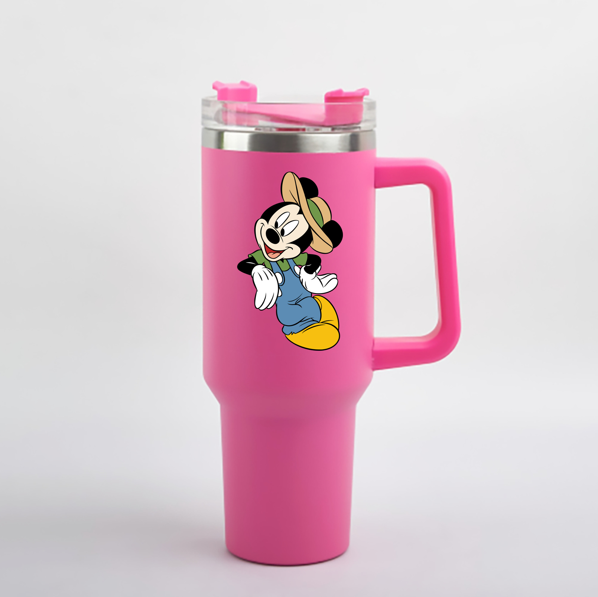 （画像用） ミッキーマウス Mickey Mouse 1200mL車用タンブラー - クリスタルステッカー（プラスチックストロー付き）
